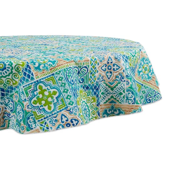Spanish Tile Vinyl Tablecloth 70" Round